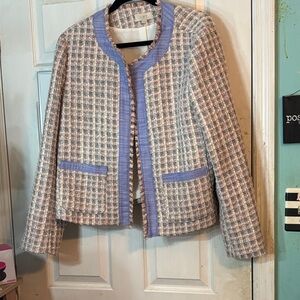 Loft Size XL Women's Tweed Blazer with Blue Trim